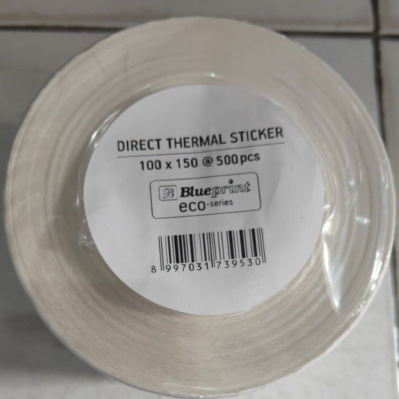 

direct thermal stiker 100x150 blue print @500 pcs