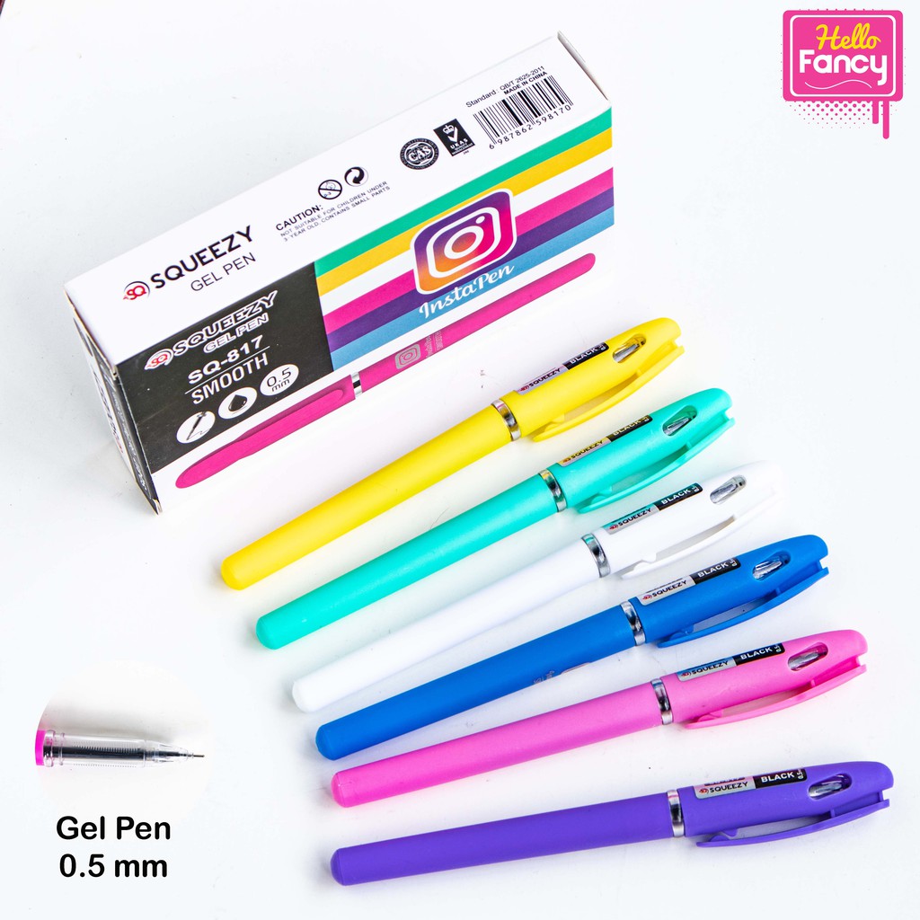 

GROSIR Pulpen SQUEEZY Instapen Gel Pen 0.5 MM isi 12 / 0.5 MM / Pena / GP-SQ817