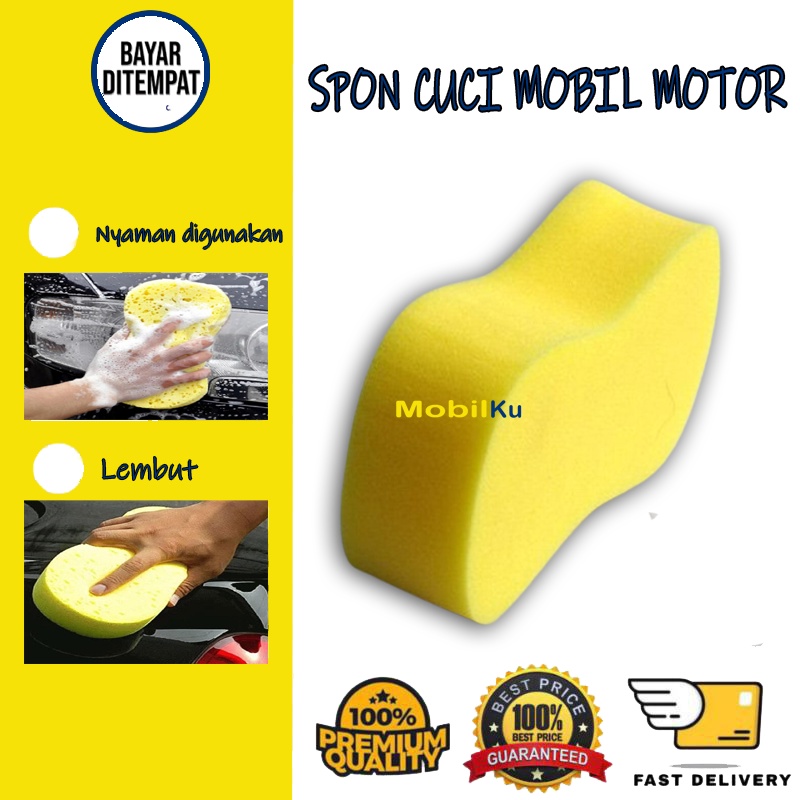 [BISA COD] Sponge Busa Cuci Mobil Motor Spons Cuci Mobil Motor Piring Kuning 8 Busa Foam Wash Tebal Spon