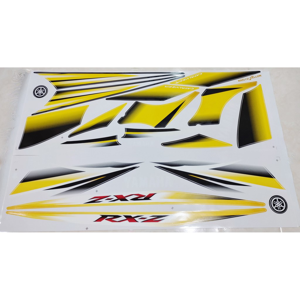 STIKER. STRIPING BODY YAMAHA RX Z CATALYZER. RXZ BARU WARNA KUNING (RXZ 12 YELLOW)