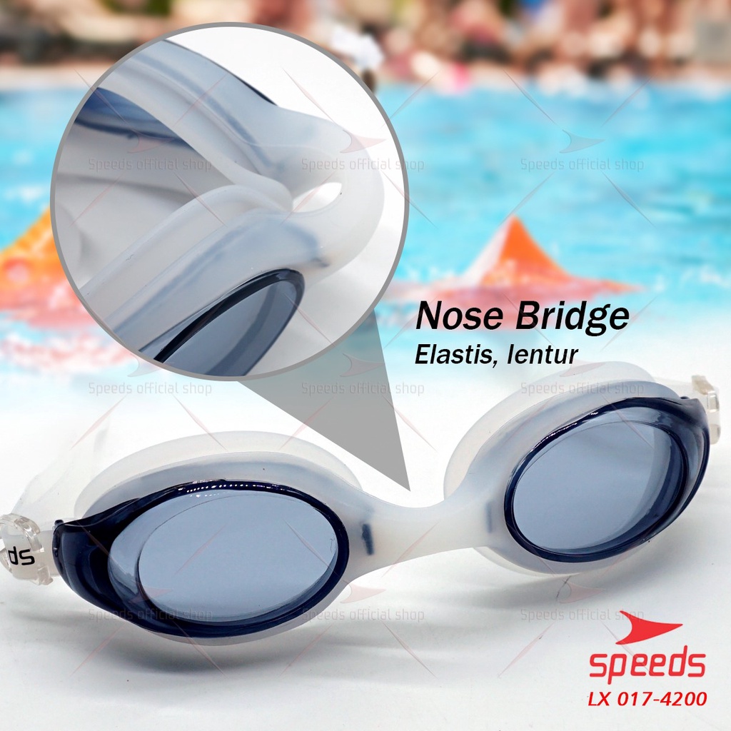 SPEEDS Kacamata Renang Swiming Remaja &amp; Dewasa Clear Bening Berwarna Anti Embun UV Googles 017-4200