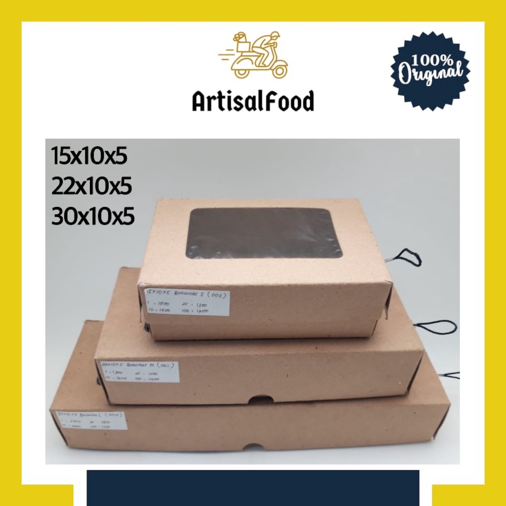 

Box kraft coklat Laminasi JENDELA Kotak Brownies Kue Roti Snack / Dus Brownies / Dos Bolen
