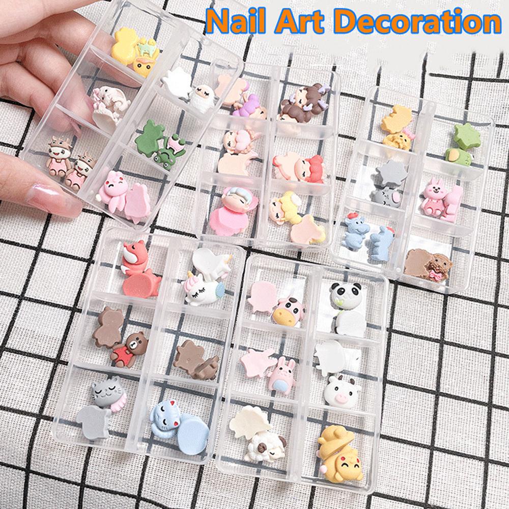 AUGUSTINA Agustina Dekorasi Nail Art 3D Gadis Lucu Scrub Matte Totoro Kartun Beruang DIY Ornamen