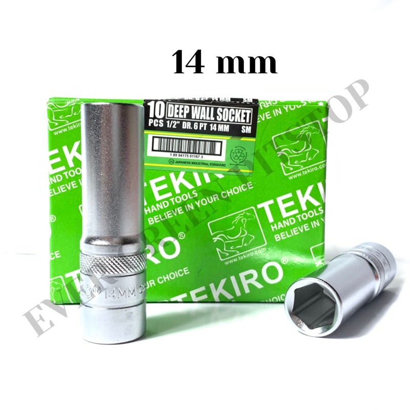 TEKIRO MATA KUNCI SOK 14 mm 6PT / 12PT 1/2” Deep Wall Socket PANJANG TEKIRO SHOCK 14 mm LONG 6 PT