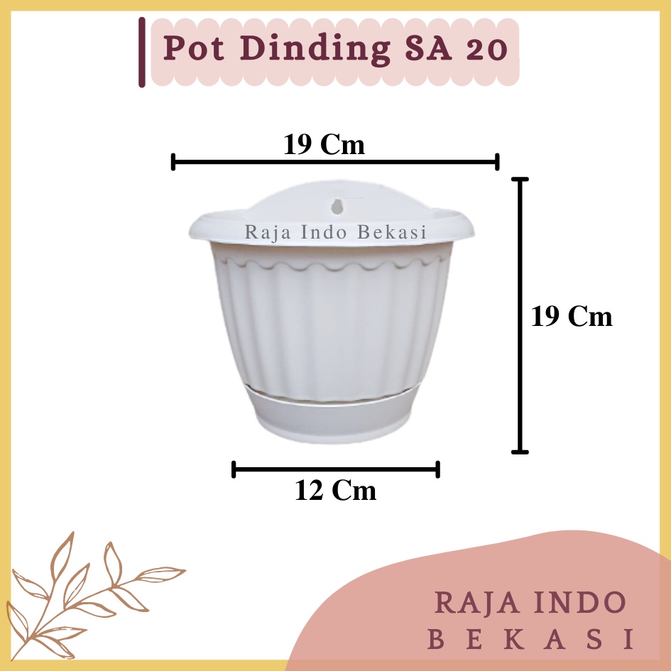 RAJAINDOBEKASI Pot Dinding Sa TP 20 Putih Pot Tanaman Hias Bunga 20 Cm Grosir Wall Flower Pot Dinding Putih Tempel Murah Dekorasi Unik