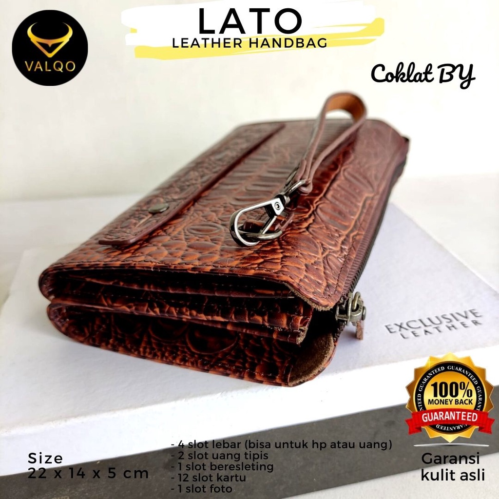 [VALQO] LATO BY DompetKulit Sapi Cowok Cewek Pria Wanita Laki Perempuan Handbag Tas Tangan