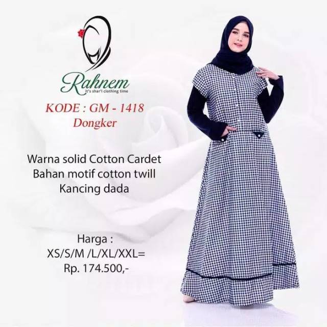 Preloved Gamis Katun Motif Kotak Ori Rahnem