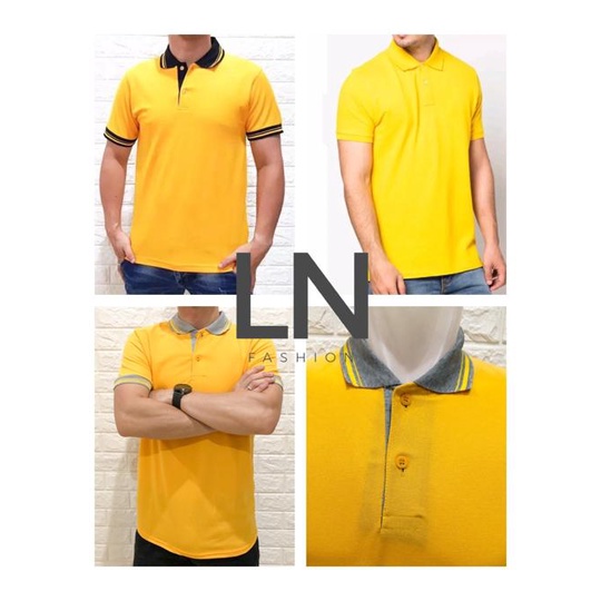 Polo Shirt KUNING / PoloShirt / Kaos Kerah Polos Kombinasi Unisex