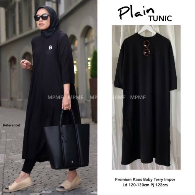 Plain tunik / tunik hitam polos