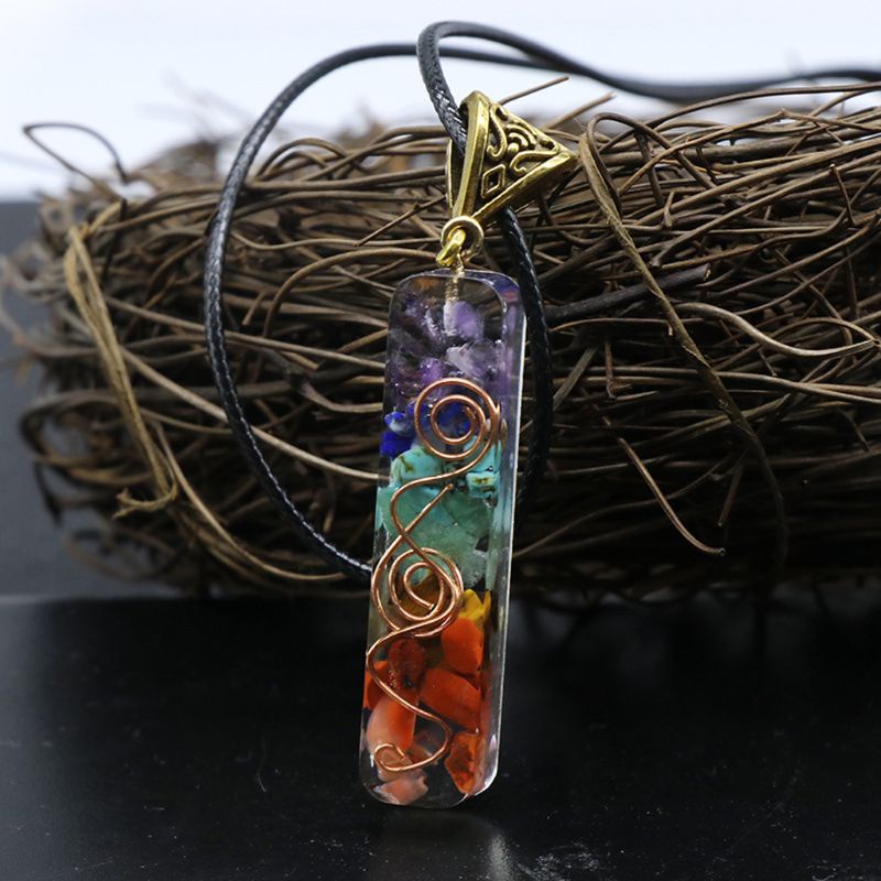 SIY  Merkaba 7 Chakras Crystal Stones Orgone Pendant Generator Energy Accumulator Orgonite Hex Chakra Pendant Necklace Unisex