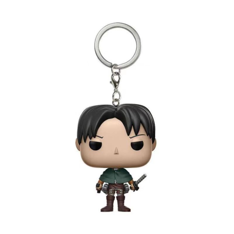 Gantungan Kunci Boneka Anime Attack on Titan Funko POP Levi Eren Jager Annie Reinhardt Bahan PVC Untuk Hadiah Pria