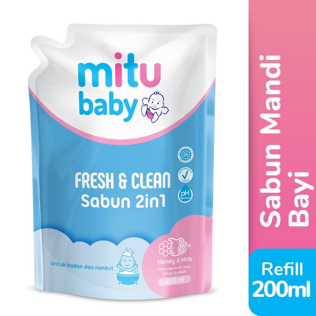 Mitu Baby Soap Milk Bath / 2in1 ( Hair &amp; Body)200ml + Bubble Wrap / Toko Makmur Online