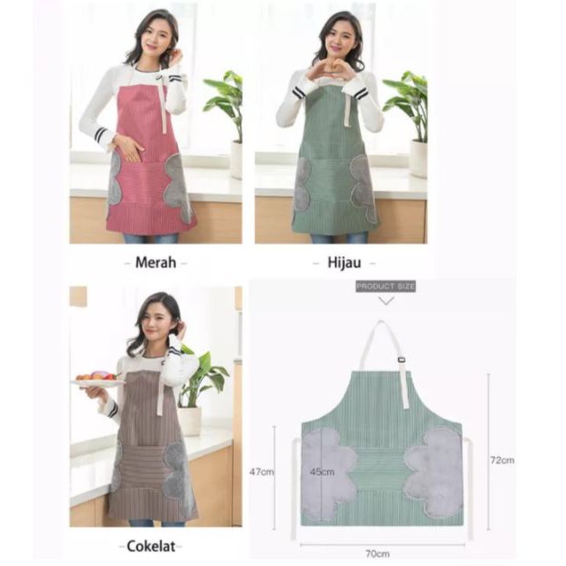 Celemek Masak Dapur Anti Minyak Celemek Masak Apron NEW Motif Salur LD93