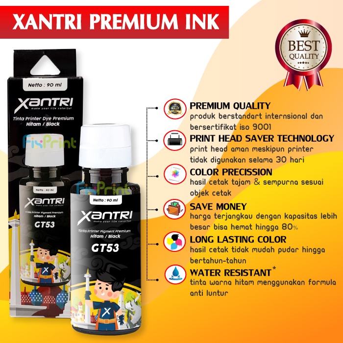 Tinta Premium Xantri GT52 GT53 GT 52 GT 53 Printer HP GT5810 115 315 319 350 415 419 410 450 510 550