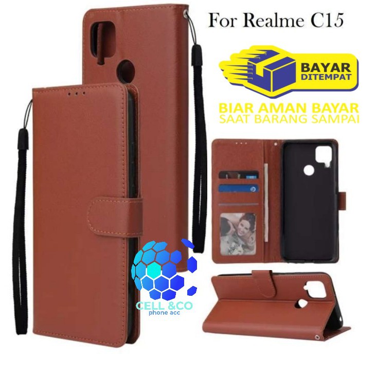 Flip cover REALME C15 Flip case buka tutup kesing hp casing flip case leather wallet