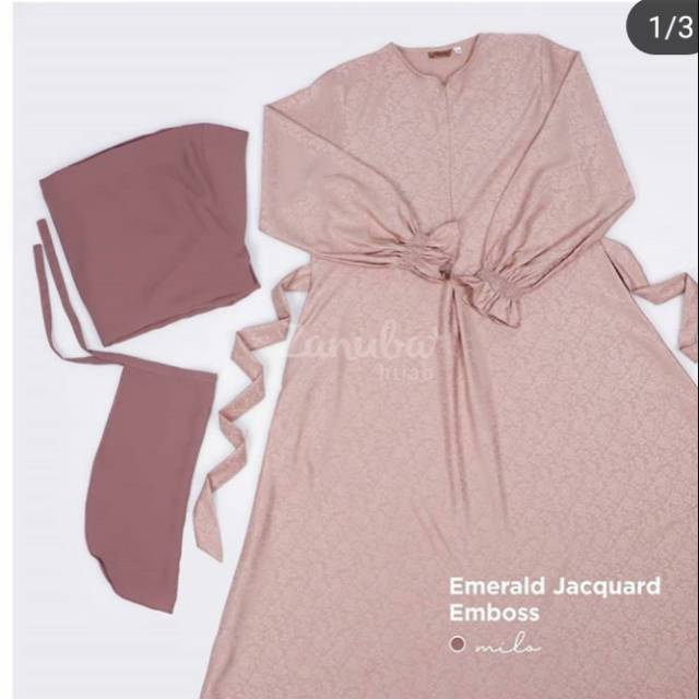 Gamis set jacquard emboss zanuba hijab