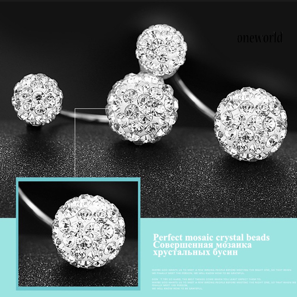 OW@ Fashion Women Rhinestone Inlaid Ball Shape Pendant Stud Earrings Jewelry Gift