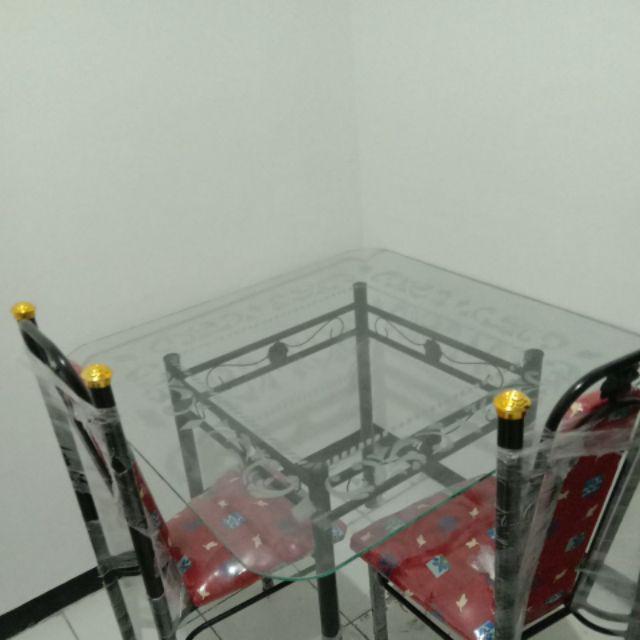 Meja Makan Kaca 4 Kursi Belgia