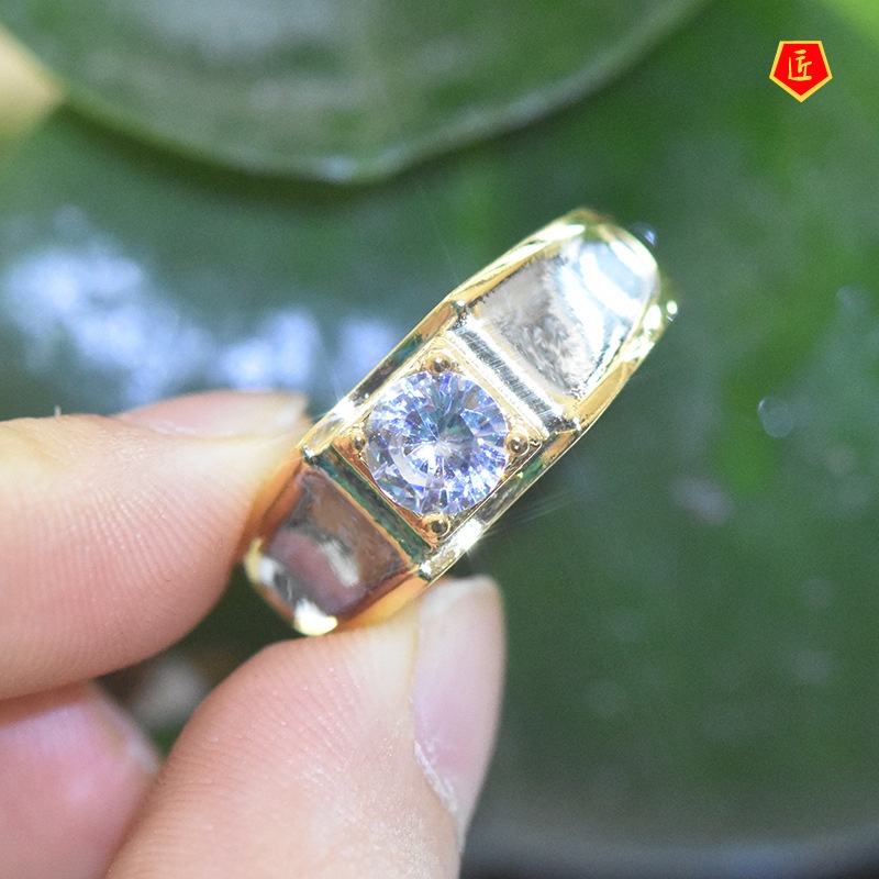 [Ready Stock]Fashion Simple 18K Gold Moissanite Ring