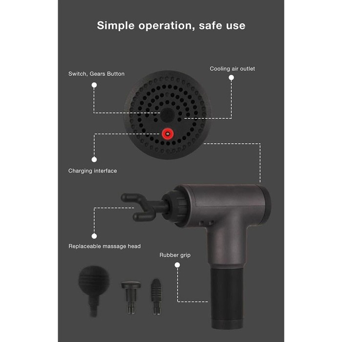 Alat Pijat Elektrik Pundak Punggung Tangan Massage Facial Gun - KH-320 - Black