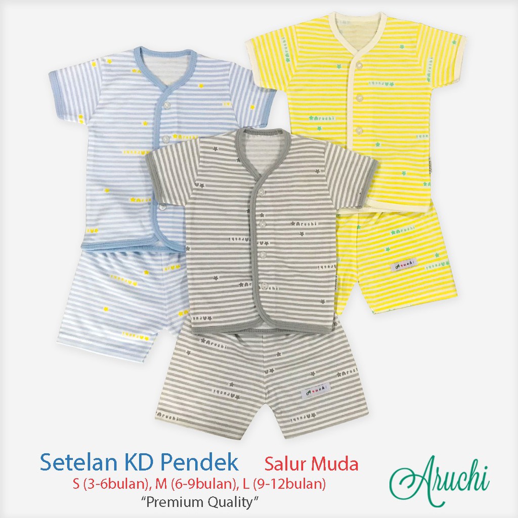 ARUCHI BABY SETELAN PIYAMA PANJANG / PENDEK / KUTUNG MOTIF SALUR Size NB S M L XL XXL isi 1 Stel