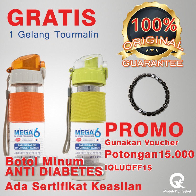 Mega 6 Botol Minum Terapi Kaya Hidrogen Anti Diabetes By Hollashop Mega6