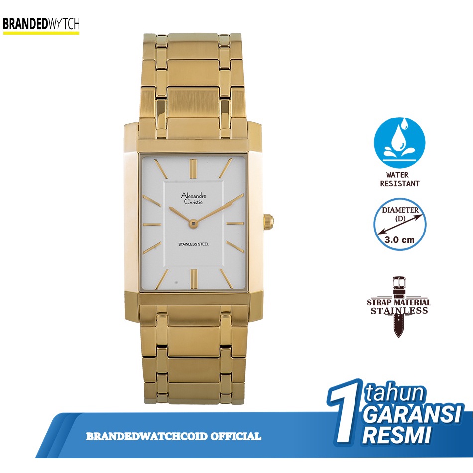 Jam Tangan Alexandre Christie 8606 MH Pria Gold / Jam Alexandre Christie Pria Original