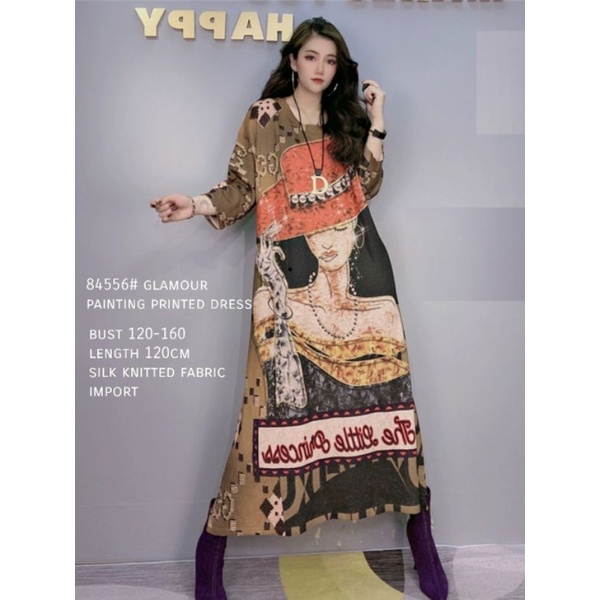 MDLV ~ 84556 GLAMOUR PAINTING PRINTED DRESS / LONG DRESS / GAMIS IMPORT / FASHION MUSLIM IMPORT