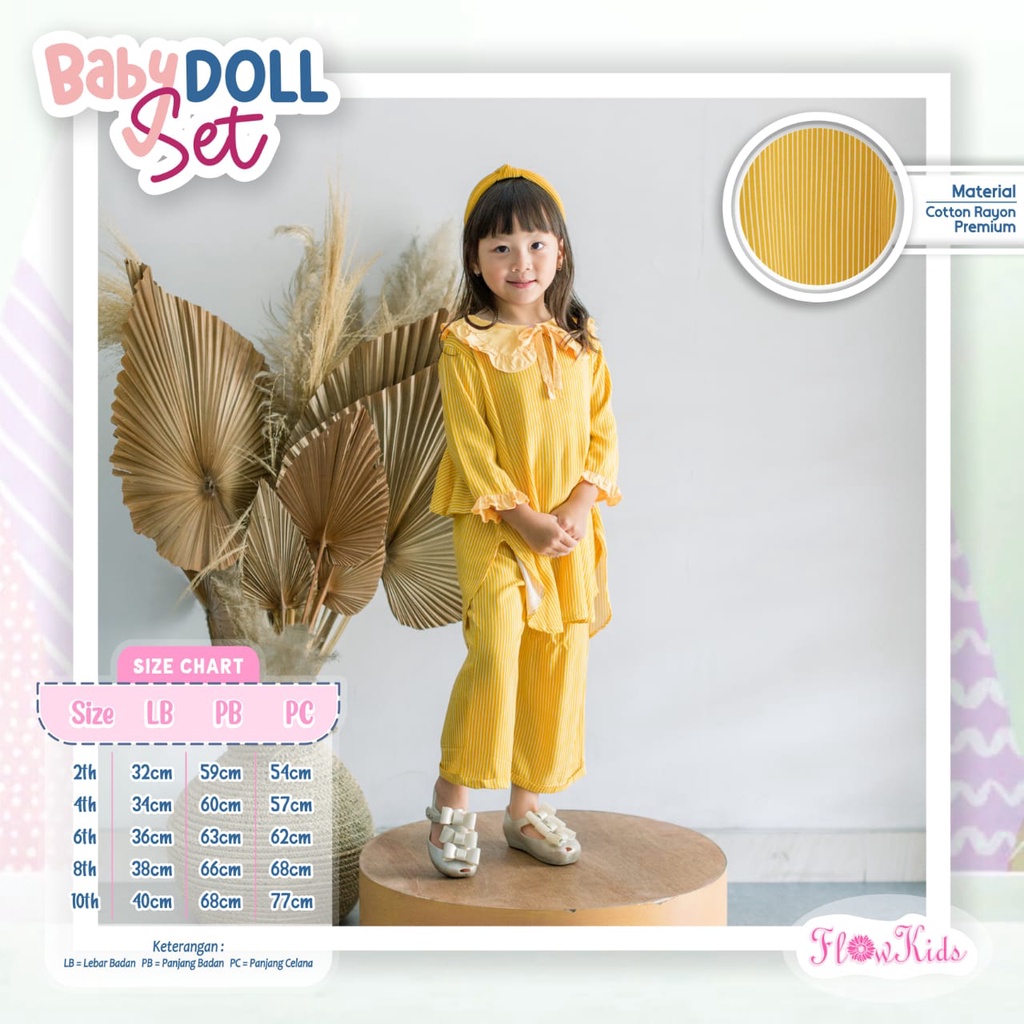BABYDOLL SET FLOWKIDS DAILY / SETELAN BAJU ANAK CEWEK
