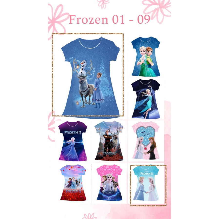 Dress Anak Cutie / Dress frozen bahan scuba / usia 2thn s/d dewasa / best seller 