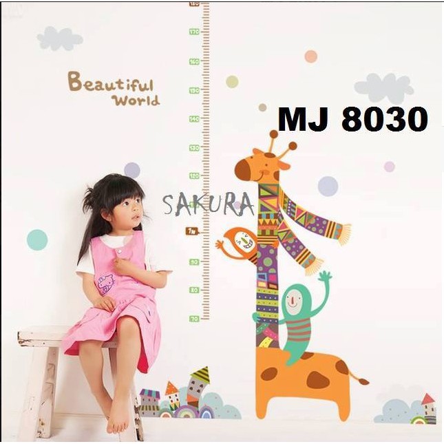 TERMURAH Wall Stiker Uk.60x90 Wall Sticker Pengukur Tinggi Badan Jerapah Indian