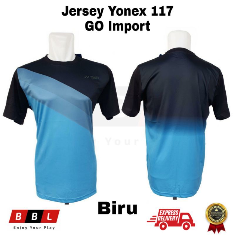 Kaos Badminton Yonex 117 Biru GO Import / Kaos bulutangkis yonex murah / baju badminton murah