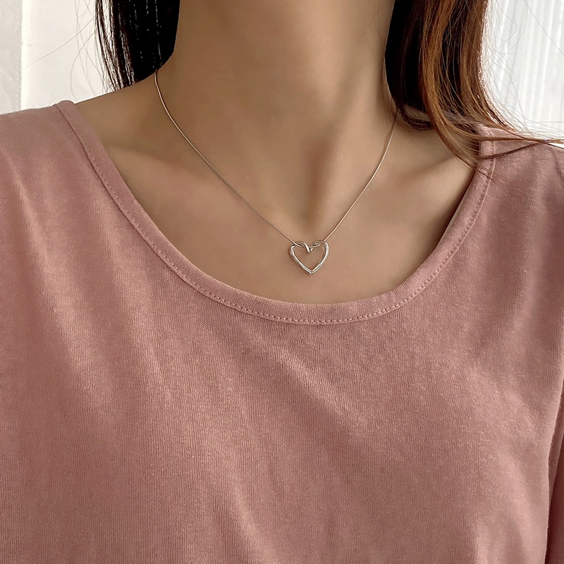 IFYOU Kalung Choker Bentuk Hati Warna Silver Gaya Korea Untuk Wanita