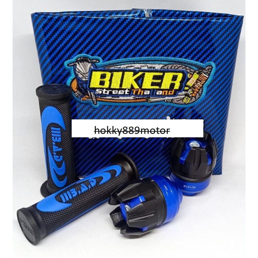 (promo-paket hemat)kulit jok karbon biker warna + handgrip bad Nike + jalu as roda depan-Universal