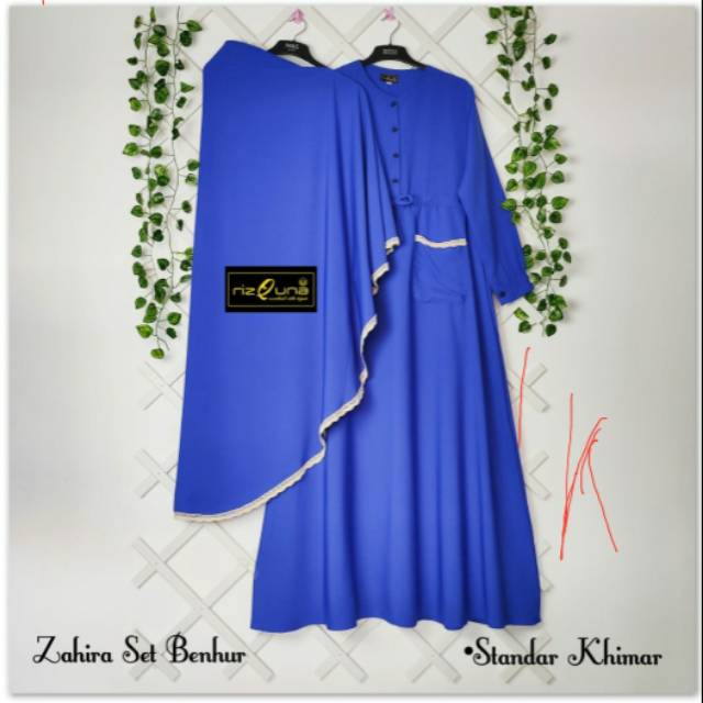 Gamis Zahira Set Benhur mirip biru elektrik