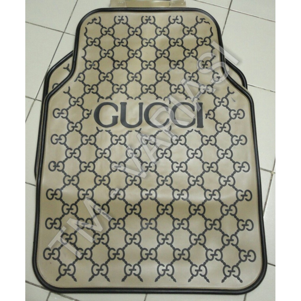 Karpet Mobil Universal Motif Gucci Cream Kombinasi Hitam
