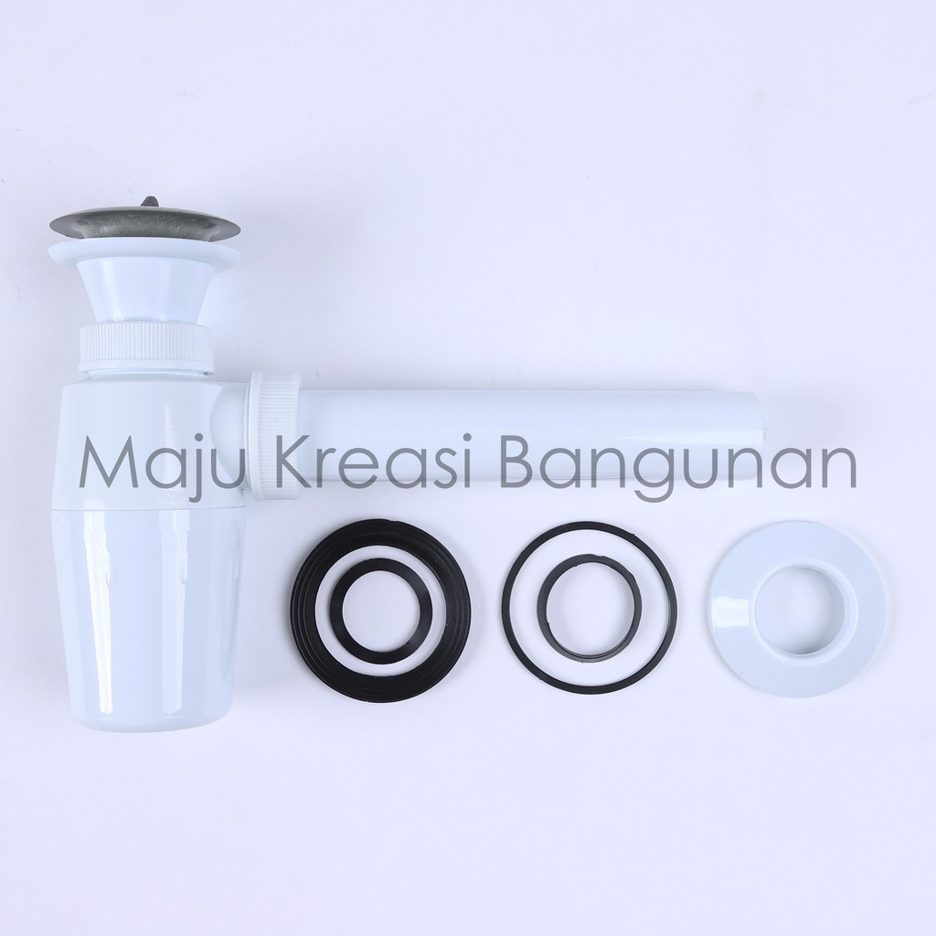 Sifon botol PVC pembuangan wastafel warna putih Ukuran drat 1 1/4 inch Kuat dan tebal