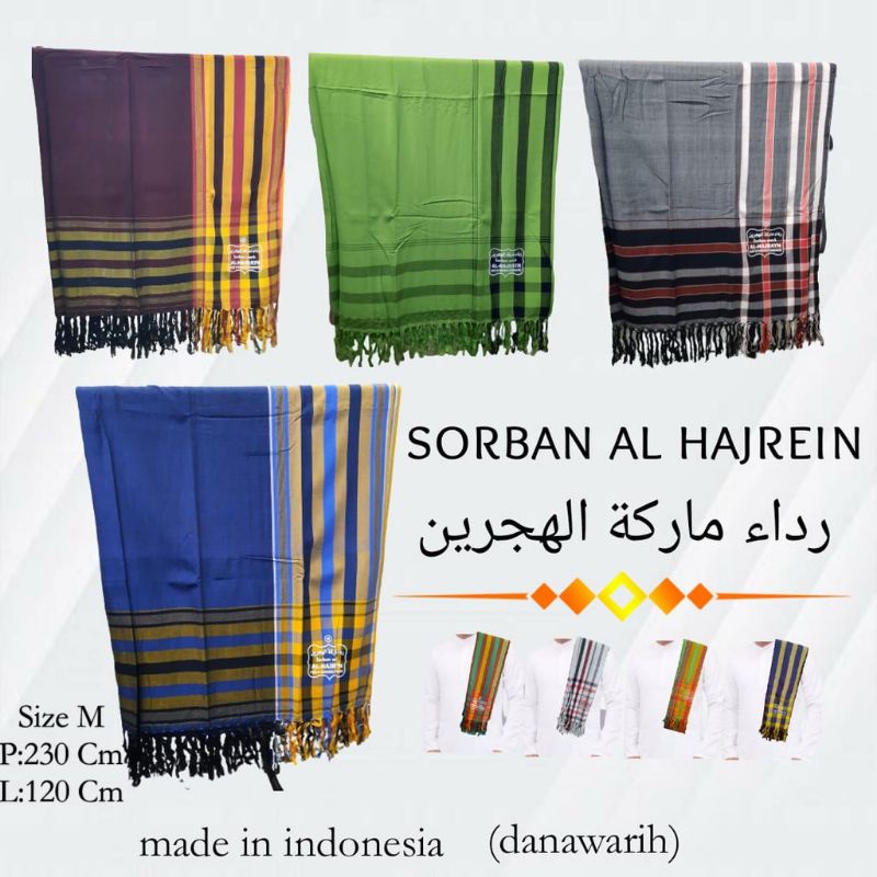 SORBAN YAMAN HADRAMAUT RIDA YAMAN MERK AL HAJRAIN UKURAN BAHAN KATUN TEBAL