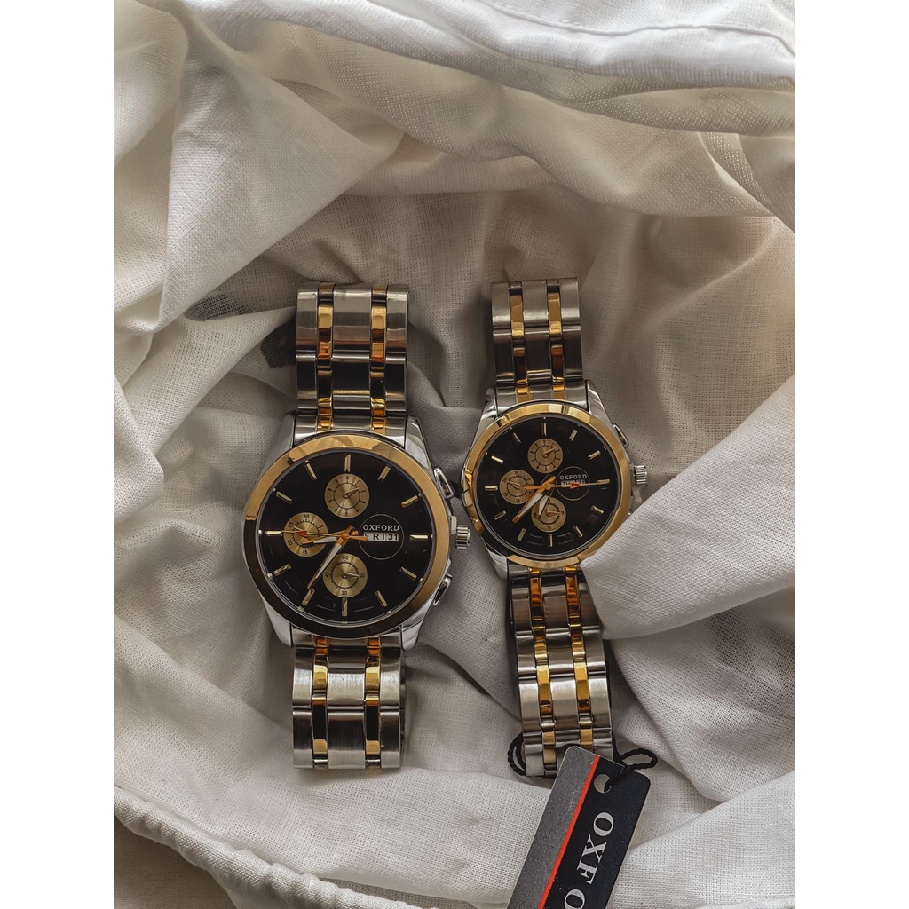 Jam tangan couple pria wanita 0XFORD combinasi gratis gelang dan kalung (dhon store)