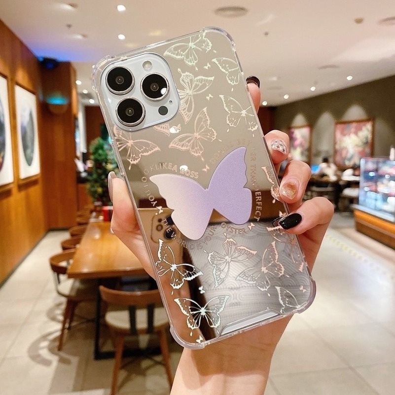 Soft Case Silikon TPU Motif Kupu-Kupu Untuk iPhone 13 12 11 Pro Max X XR Xs Max 8 7 Plus SE 2020