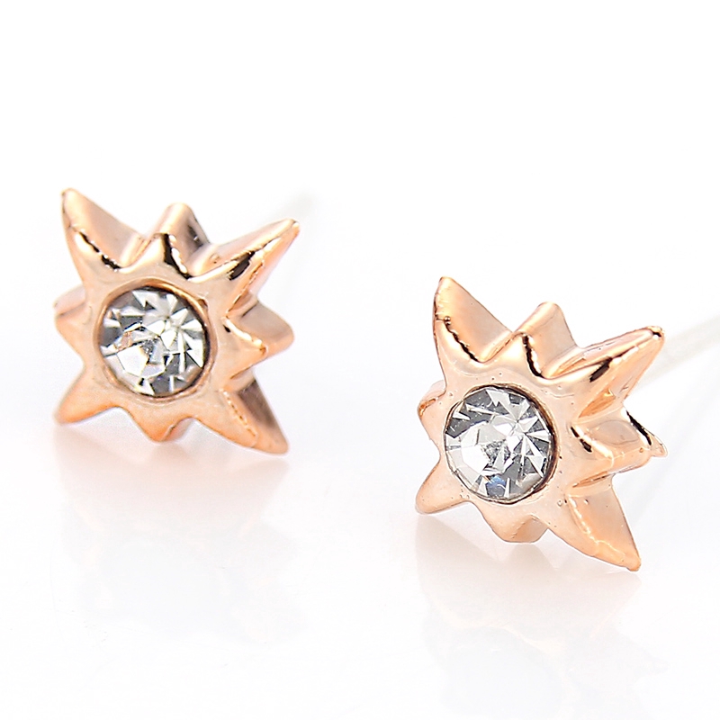 36 / 18 Pasang Anting Bentuk Bunga Geometris Aksen Kristal Berlian Imitasi Bahan Alloy Gaya Korea Untuk Wanita
