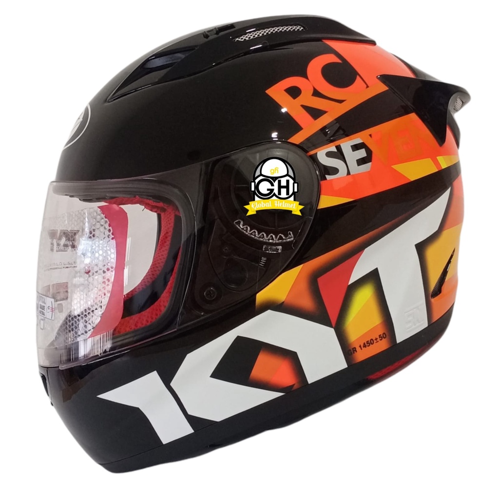 HELM FULL FACE KYT RC7 RC-7 RC SEVEN MOTIF #19 BLACK ORANGE