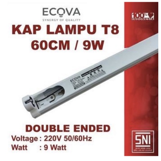 Kap Lampu TL / T8 LED ECOVA 9 W - 60 CM (INSTANT GRAB/GOJEK)