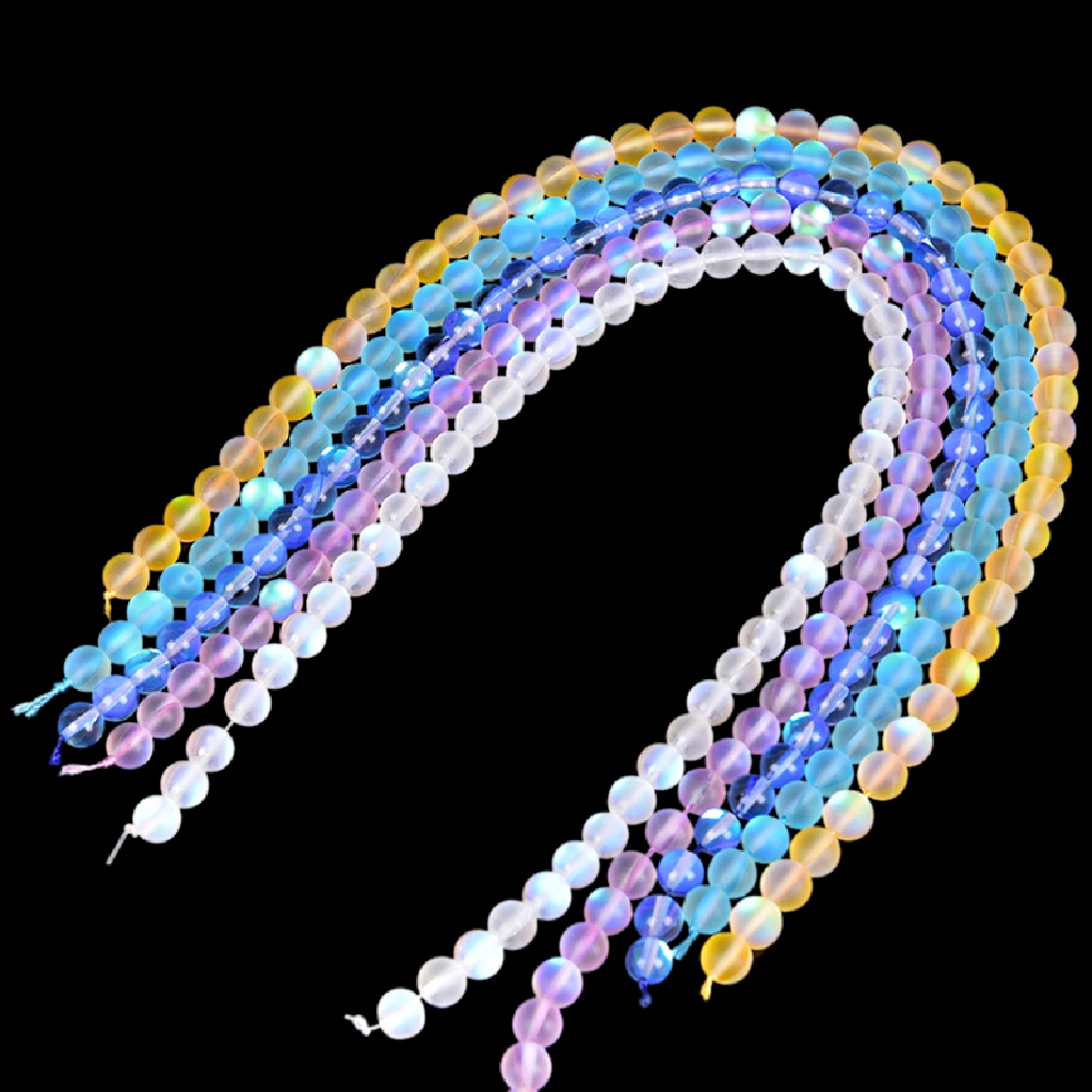 (AdornmentNo1) Manik-manik Aura Kuarsa Aura Mistik Warna Matte Holografik Untuk Gelang DIY