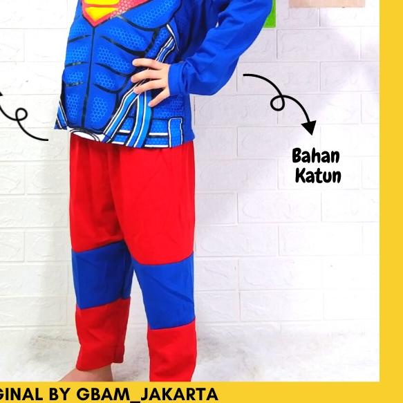 ☊ Baju Anak Laki Laki Setelan SAYAP PANJANG - Superman ♙
