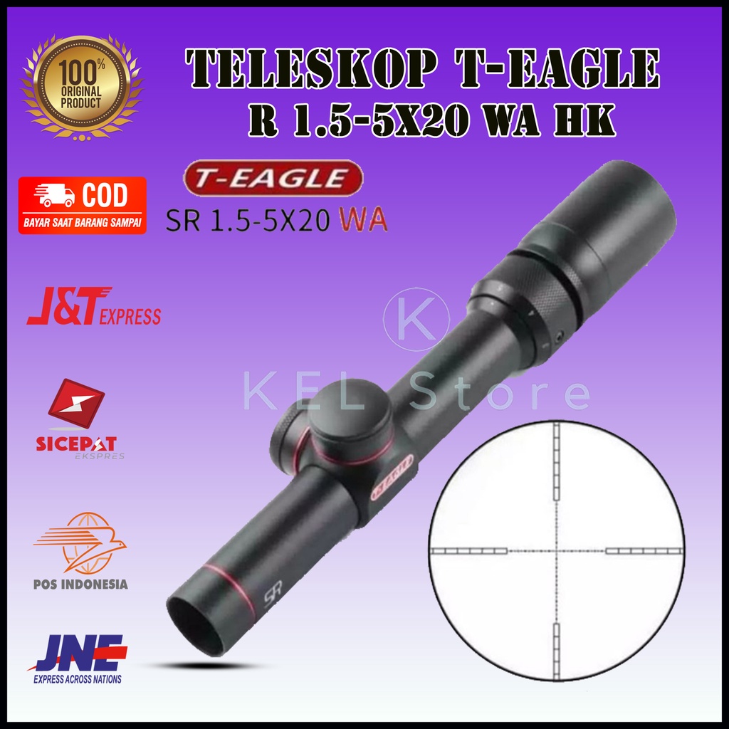 Teleskop Teropong T-EAGLE R 1.5-5X20 WIDE ANGLE RETICLE HK