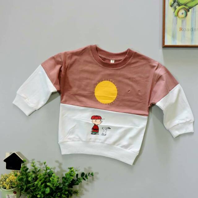 KC56 - SWEATER ANAK IMPORT TWOTONE CHARLIE SWEATER (IMPORT)