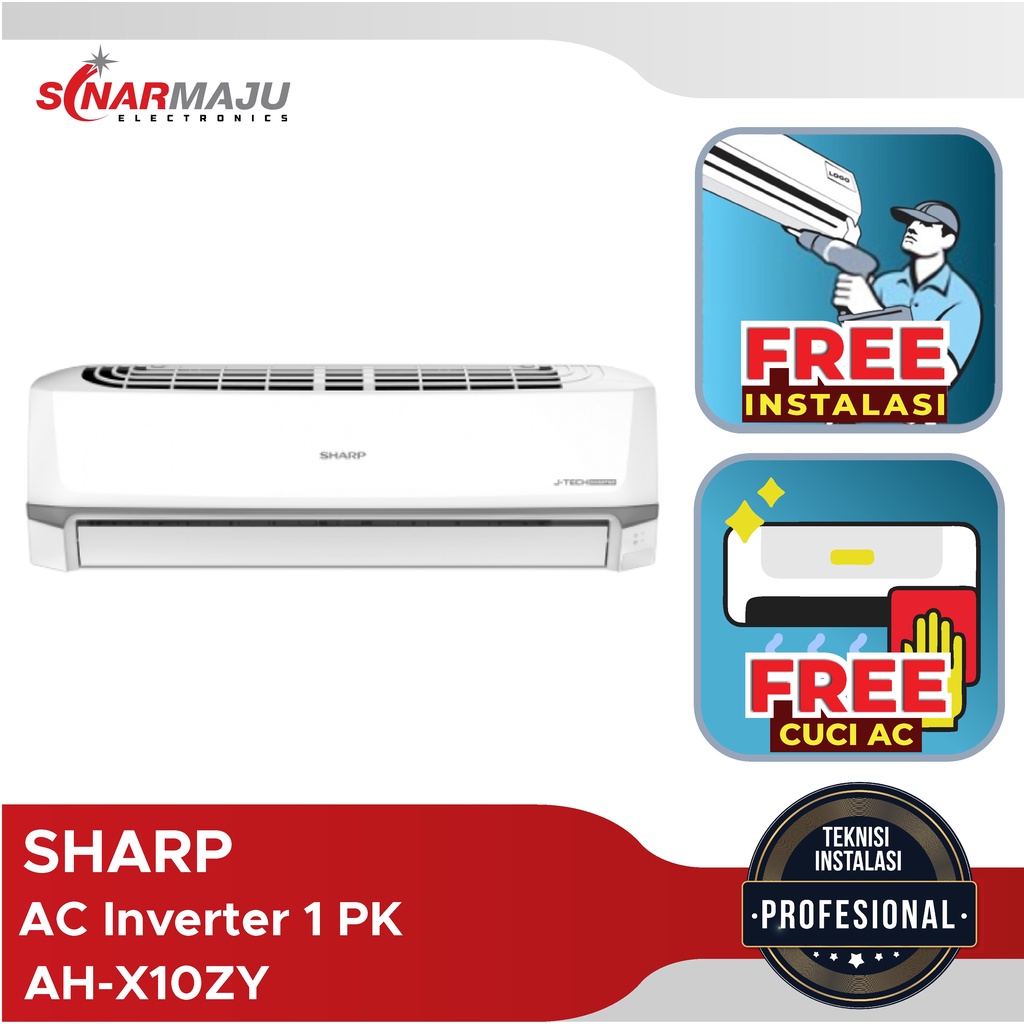 AC Inverter Sharp 1 PK AH-X10ZY AHX10ZY Free Instalasi + Cuci AC