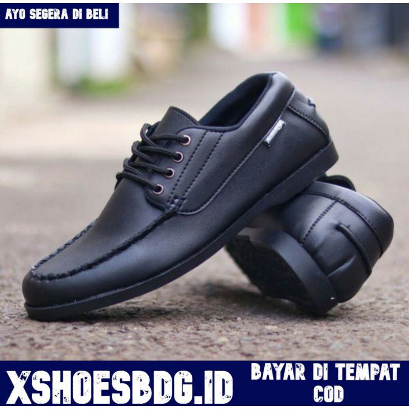 XSHOESBDG.ID X MONZA Sepatu Formal Pria Pantofel Kulit Pu Asli Kerja Santai Nongkrong Gaya Original