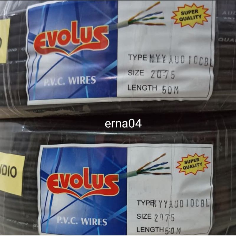 Kabel Listrik Serabut/Audio HYO 2X0.75 (50Meter) EVOLUS Hitam